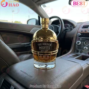 Vegas Golden Misfits 10th Anniversary Commemorative Gold Helmet Whiskey Decanter