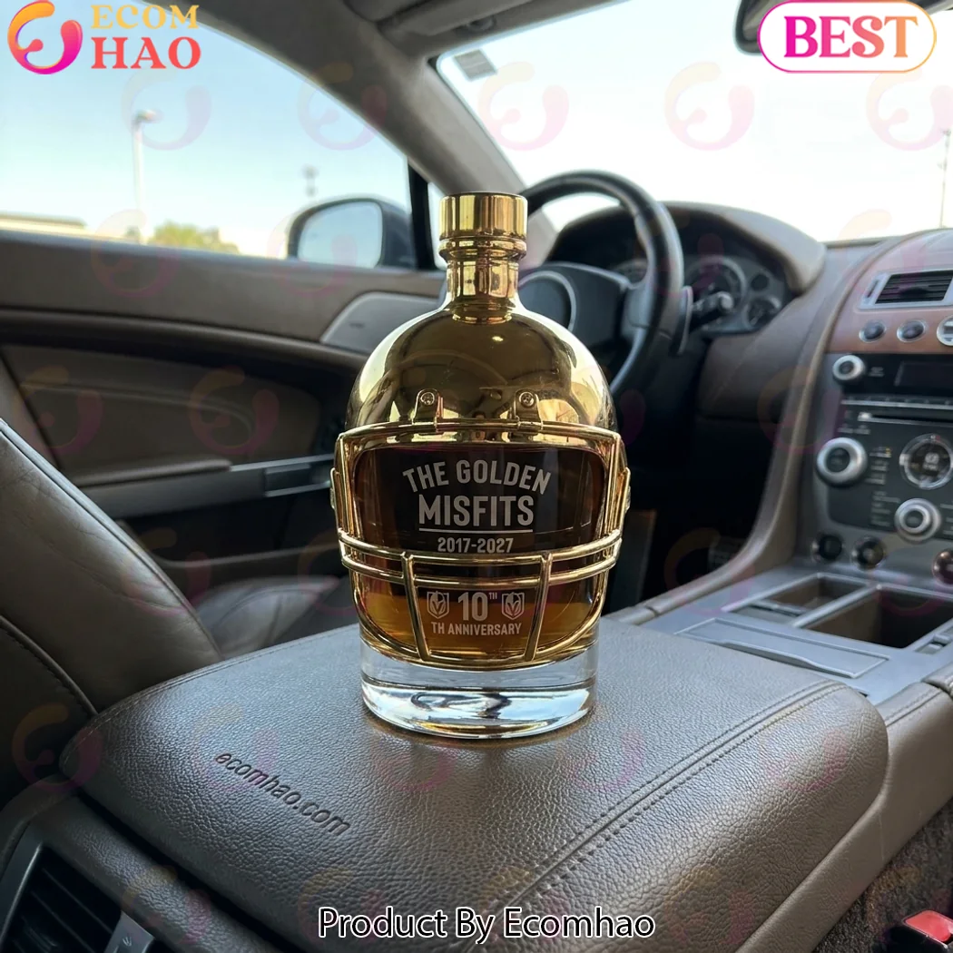 Vegas Golden Misfits 10th Anniversary Commemorative Gold Helmet Whiskey Decanter Vegas Golden Misfits 10th Anniversary Commemorative Gold Helmet Whiskey Decanter