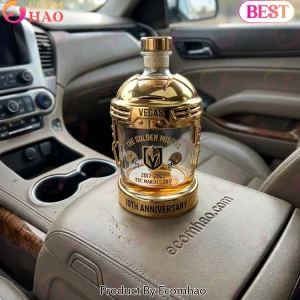 Vegas Golden Misfits 10th Anniversary Commemorative Gold Helmet Whiskey Decanter