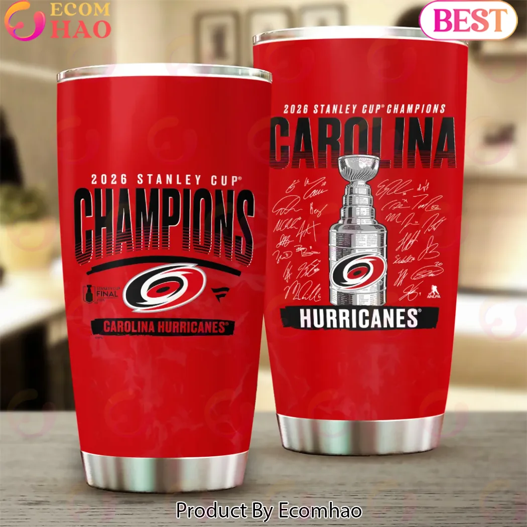 Carolina Hurricanes 2026 Stanley Cup Champions Commemorative Player Signatures Red Insulated Stainless Steel Tumbler Carolina Hurricanes 2026 Stanley Cup Champions Commemorative Player Signatures Red Insulated Stainless Steel Tumbler