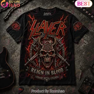 Slayer Reign in Blood South of Heaven Thrash Metal Band 3D Graphic T-Shirt