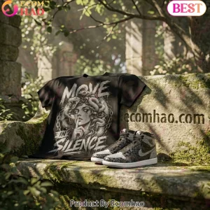 Move In Silence Medusa Graphic Shirt to Match Jordan 1 High Rebellionaire, Black Streetwear T-Shirt
