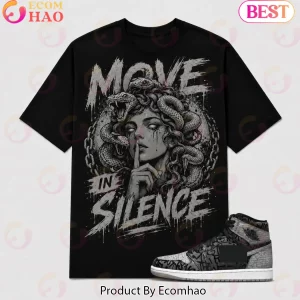 Move In Silence Medusa Graphic Shirt to Match Jordan 1 High Rebellionaire, Black Streetwear T-Shirt