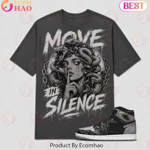 Move In Silence Medusa Graphic Shirt to Match Jordan 1 High Rebellionaire, Black Streetwear T-Shirt