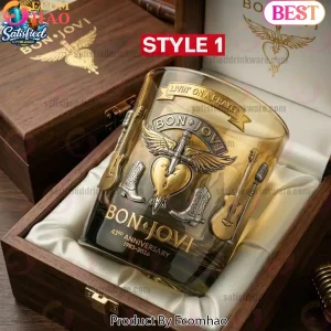 Bon Jovi 43rd Anniversary Commemorative Edition Premium Engraved Rock Band Collectible Gift Whiskey Glass