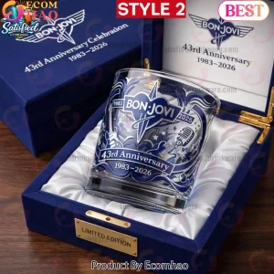 Bon Jovi 43rd Anniversary Commemorative Edition Premium Engraved Rock Band Collectible Gift Whiskey Glass