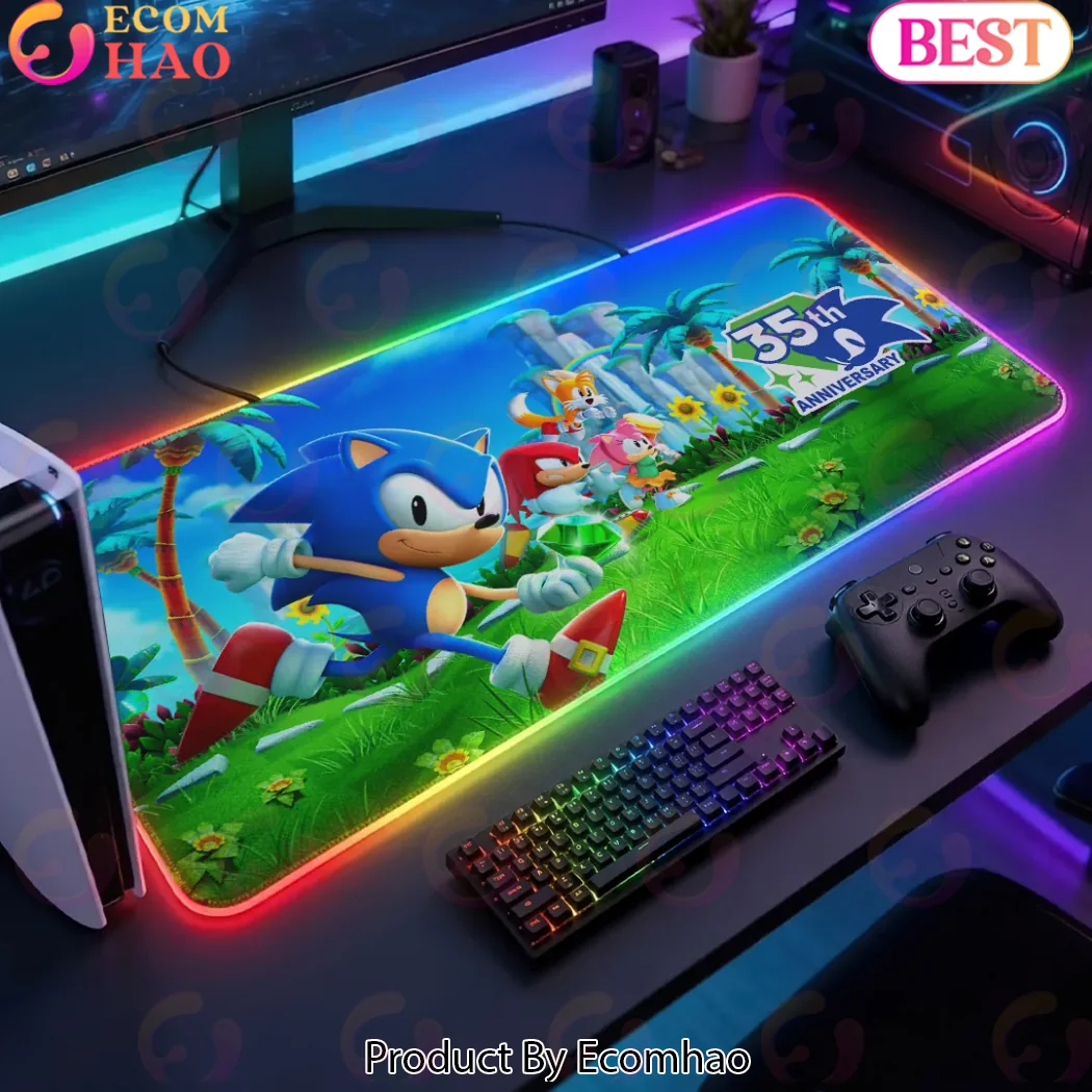 Sonic the Hedgehog 35th Anniversary RGB Gaming Desk Mat Sonic the Hedgehog 35th Anniversary RGB Gaming Desk Mat