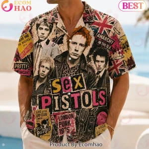 Sex Pistols Vintage Punk Rock Anarchy in the UK Premium Graphic Hawaiian Shirt
