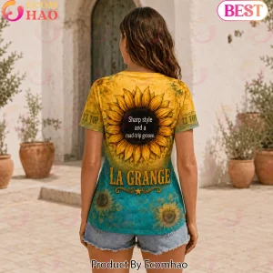 Just A Girl Who Loves ZZ Top Sunflower La Grange Vintage Graphic Women's V-Neck Shirt