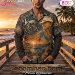Kenny Chesney No Shoes No Shirt No Problems Vintage Sunset Beach Hawaiian Shirt