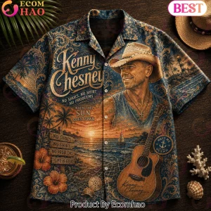 Kenny Chesney No Shoes No Shirt No Problems Vintage Sunset Beach Hawaiian Shirt