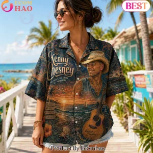 Kenny Chesney No Shoes No Shirt No Problems Vintage Sunset Beach Hawaiian Shirt