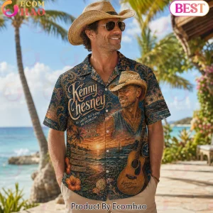 Kenny Chesney No Shoes No Shirt No Problems Vintage Sunset Beach Hawaiian Shirt