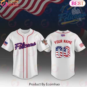 Myrtle Beach Pelicans Personalized USA 250th Anniversary Patriotic 4th of July White Baseball Jersey