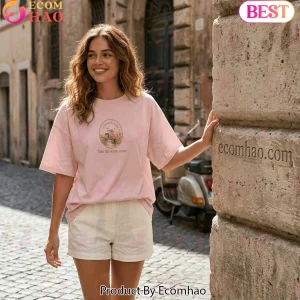 Roman Holiday Vintage Italy Aesthetic Summer Vibe Pink Oversized Graphic T-Shirt