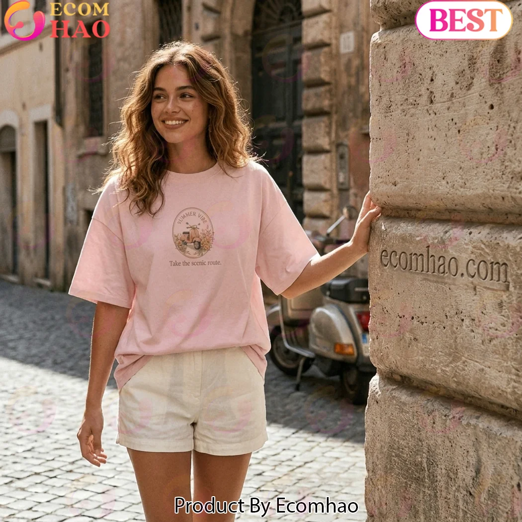 Roman Holiday Vintage Italy Aesthetic Summer Vibe Pink Oversized Graphic T-Shirt Roman Holiday Vintage Italy Aesthetic Summer Vibe Pink Oversized Graphic T-Shirt