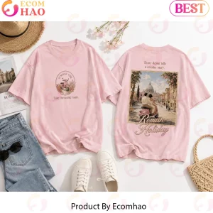 Roman Holiday Vintage Italy Aesthetic Summer Vibe Pink Oversized Graphic T-Shirt