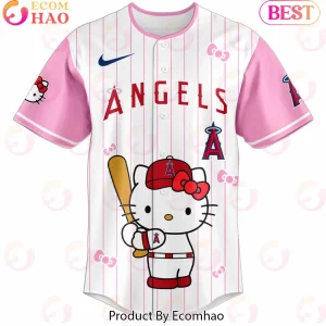 Los Angeles Angels Hello Kitty Night Limited Edition Pink Pinstripe Baseball Jersey