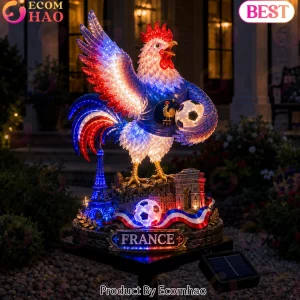 France Football Gallic Rooster Solar Powered LED Illuminated Outdoor Yard Statue Solar Garden Light