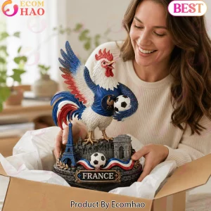 France Football Gallic Rooster Solar Powered LED Illuminated Outdoor Yard Statue Solar Garden Light