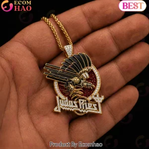 Judas Priest Screaming for Vengeance Gold Plated Diamond Accent Heavy Metal Rock Band Pendant Necklace