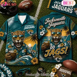 Jacksonville Jaguars NFL Tropical Sunset Mascot Beach Vibes Summer Hawaiian Shirt
