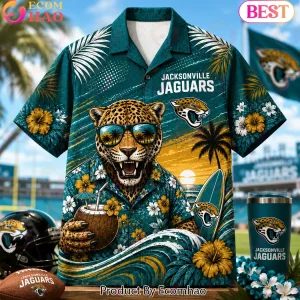 Jacksonville Jaguars NFL Tropical Sunset Mascot Beach Vibes Summer Hawaiian Shirt