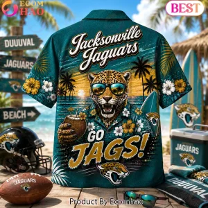 Jacksonville Jaguars NFL Tropical Sunset Mascot Beach Vibes Summer Hawaiian Shirt