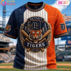Detroit Tigers Est 1901 Vintage 3D Embossed Premium Graphic T-Shirt