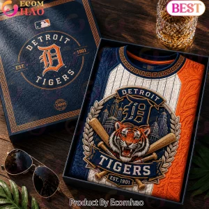 Detroit Tigers Est 1901 Vintage 3D Embossed Premium Graphic T-Shirt