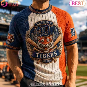 Detroit Tigers Est 1901 Vintage 3D Embossed Premium Graphic T-Shirt