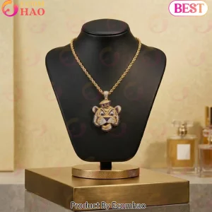 LSU Tigers Mike the Tiger Luxury Iced Out Gold Diamond Mascot Pendant Necklace