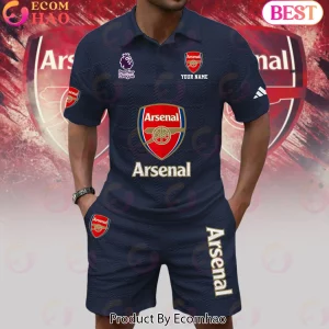 Personalized Arsenal F.C. Red 3D Textured Print Football Fan Zip Polo Set