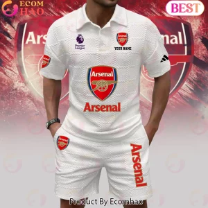Personalized Arsenal F.C. Red 3D Textured Print Football Fan Zip Polo Set