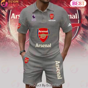 Personalized Arsenal F.C. Red 3D Textured Print Football Fan Zip Polo Set