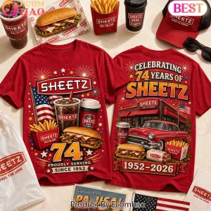 Sheetz 74th Anniversary Celebrating 74 Years 1952-2026 Red 3D Graphic T-Shirt