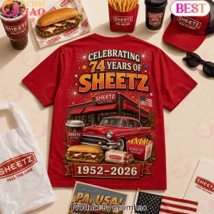 Sheetz 74th Anniversary Celebrating 74 Years 1952-2026 Red 3D Graphic T-Shirt