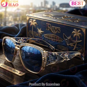 Tampa Bay Rays Luxury Gold Rhinestone Engraved MLB Fan Unisex Sunglasses