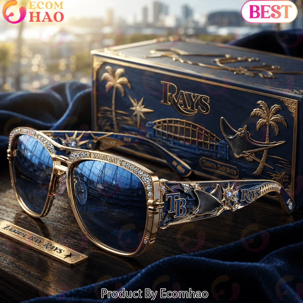 Tampa Bay Rays Luxury Gold Rhinestone Engraved MLB Fan Unisex Sunglasses Tampa Bay Rays Luxury Gold Rhinestone Engraved MLB Fan Unisex Sunglasses
