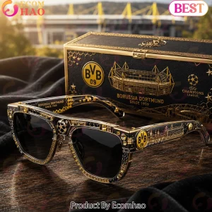 Borussia Dortmund BVB 09 Premium Luxury Gold and Black Rhinestone Champions League Unisex Sunglasses