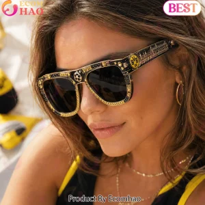 Borussia Dortmund BVB 09 Premium Luxury Gold and Black Rhinestone Champions League Unisex Sunglasses