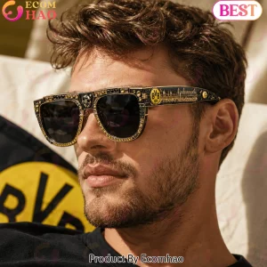 Borussia Dortmund BVB 09 Premium Luxury Gold and Black Rhinestone Champions League Unisex Sunglasses