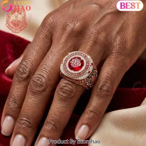Delta Sigma Theta 1913 Sorority Crest Rose Gold Red Crystal Premium Ring