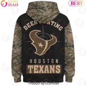 Houston Texans Personalized Camo Deer Hunting American Flag 3D Pullover Hoodie