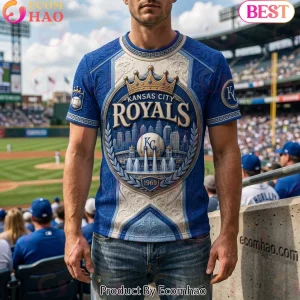 Kansas City Royals 1969 Est Premium 3D Embossed Ornate Graphic T-Shirt
