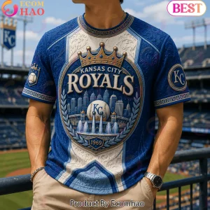 Kansas City Royals 1969 Est Premium 3D Embossed Ornate Graphic T-Shirt