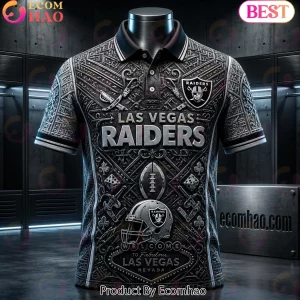 Las Vegas Raiders NFL 3D Embossed Vegas Theme Premium Graphic Polo Shirt