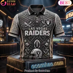 Las Vegas Raiders NFL 3D Embossed Vegas Theme Premium Graphic Polo Shirt