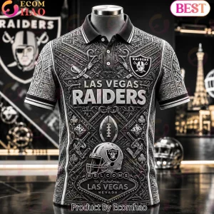 Las Vegas Raiders NFL 3D Embossed Vegas Theme Premium Graphic Polo Shirt