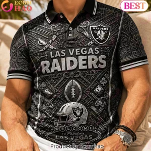 Las Vegas Raiders NFL 3D Embossed Vegas Theme Premium Graphic Polo Shirt